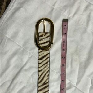 Stylish Michael Kors Zebra Print Belt with Gold Buckle